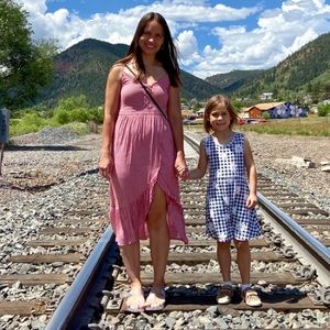 AE Lace Up Wrap Dress Red/white Medium